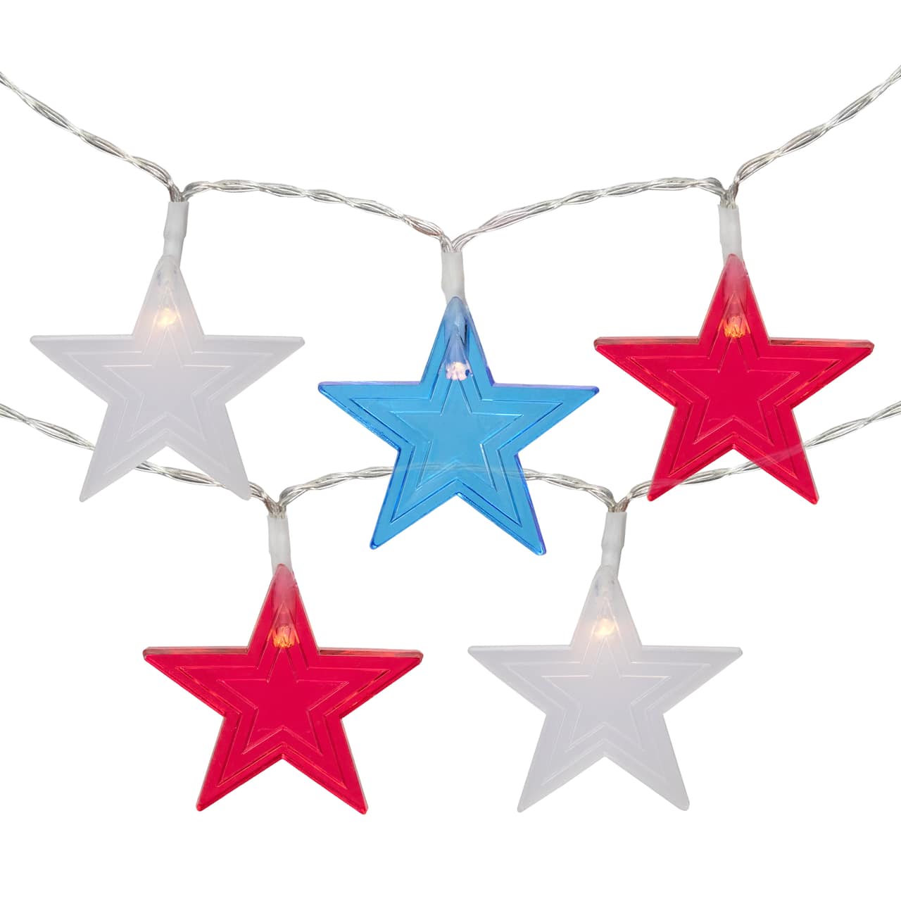 20ct. Patriotic Americana Star LED String Lights